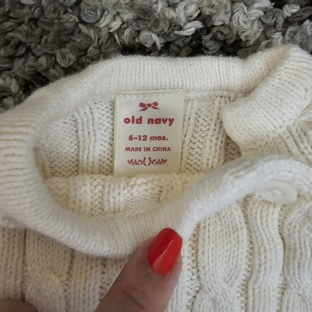Baby Girls Old Navy Cream Knit Sweater Dress Size 6-12 months